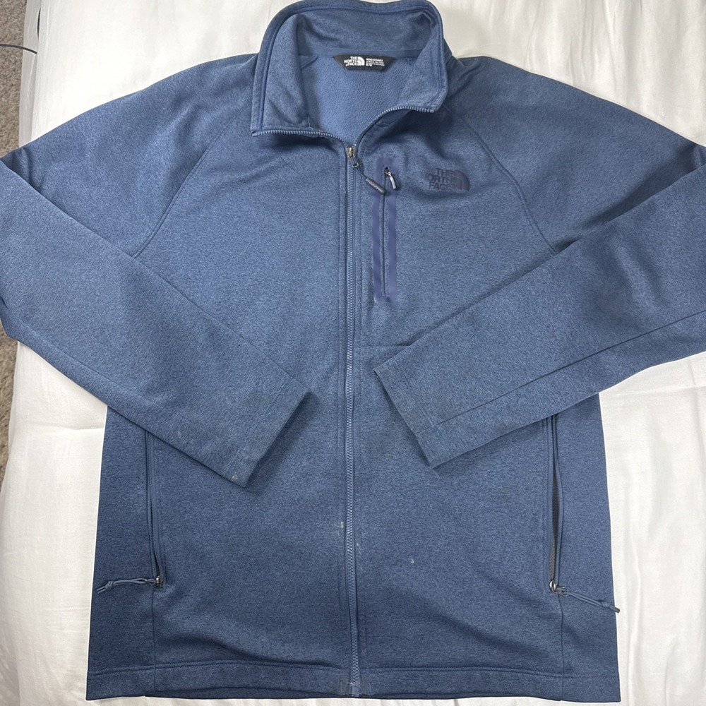 The North Face Men Medium Blue Soft Fleece Full Zip Utility Jacket w/Pockets‎